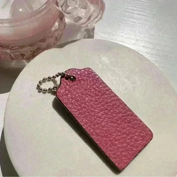 COACH Replacement Hangtag Purse Charm Pink With Silver Chain 100% Authentic - Picture 2 of 3